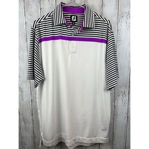 Foot Joy Polo Golf Shirt Men's Size XL Purple Lavender Stripes